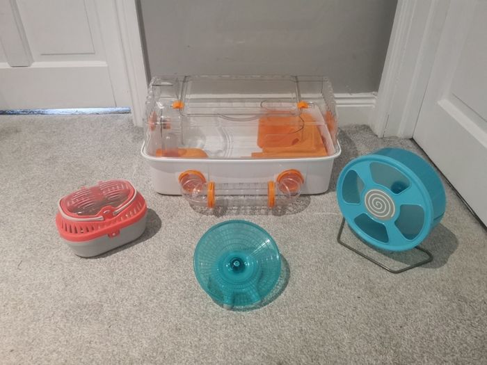 hamster cage and accessories