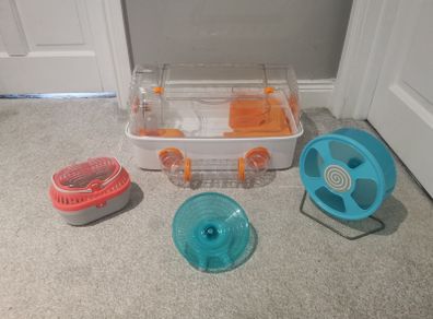 hamster cage and accessories