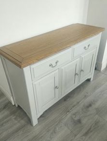 Large Light Grey & Oak-Effect Sideboard / Storage Cabinet