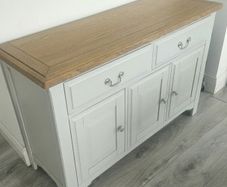 Large Light Grey & Oak-Effect Sideboard / Storage Cabinet