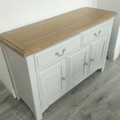 Large Light Grey & Oak-Effect Sideboard / Storage Cabinet