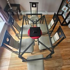 Large Glass Dining Table & 6 Chairs  - seats 6/8