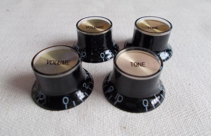 Vintage Top Hat Knobs, Chrome Foil Topped (2 tone/2 volume) 2 colours/styles