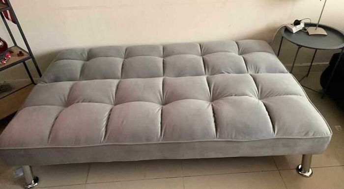 Light grey Modern Folding 3-Seater Fabric Sofa Bed