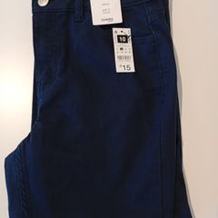 Navy Skinny Cropped Pants, Size 10, Brand New