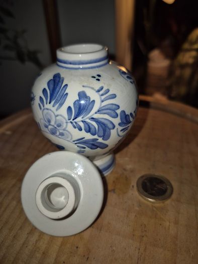 Vintage Delft miniature lidded jar