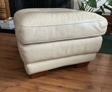 Cream leather pouffe