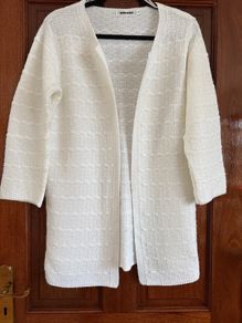 Cardigan - 3/4 Length - Size Medium (White)