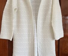 Cardigan - 3/4 Length - Size Medium (White)