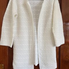 Cardigan - 3/4 Length - Size Medium (White)