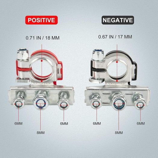 2V 3-way Leisure Battery Terminals Connectors Clamps Car Van Caravan Motorhome