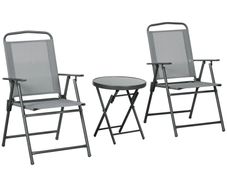 Outsunny 3 Pieces Garden Table and Chairs, Outdoor Bistro Set