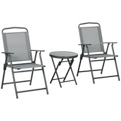 Outsunny 3 Pieces Garden Table and Chairs, Outdoor Bistro Set