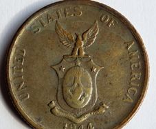 1944 S PHILIPPINES under USA Administration w Eagle old Silver 50 centavos coin
