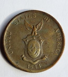1944 S PHILIPPINES under USA Administration w Eagle old Silver 50 centavos coin