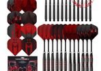 NEW SALE | 48 Piece Steel Tip Dart Set with 21g/22g/23g/24g Barrels, Flights and Aluminium Shafts, Series 2, Black/Red