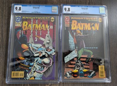 Batman Issue 502 + 505 Cgc 9.8 Graded Comic Books Azrael Knightfall Knightquest Marvel DC
