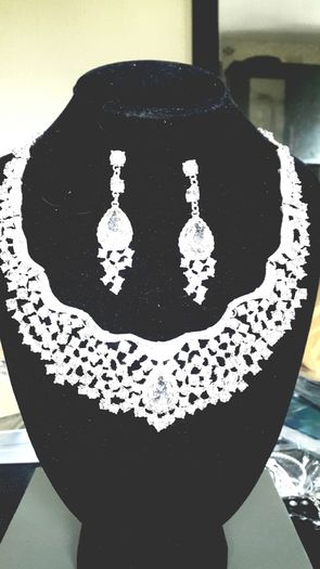 Bride's Designer Crystal Neck Piece and Earrings