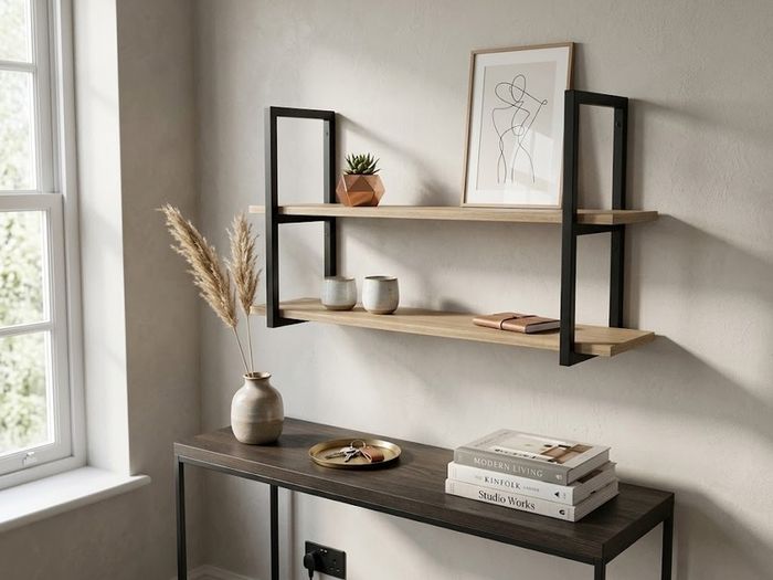 STRATA Industrial Steel Shelf Brackets (Pair) | Modern Minimalist Wall Storage