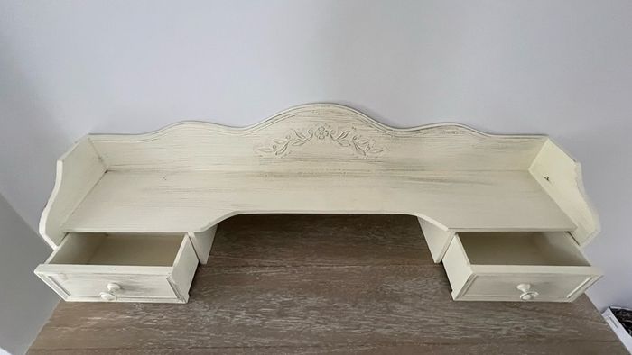 Cream Desk / Console Top Organiser with 2 Drawers 85.5cm wide