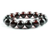 Luxury Dark Cherry Baltic Amber Unisex Large 14mm Beaded Stretch Bracelet for Men Women Genuine Organic Large Amber Beads