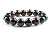 Luxury Dark Cherry Baltic Amber Unisex Large 14mm Beaded Stretch Bracelet for Men Women Genuine Organic Large Amber Beads