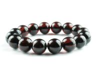 main image for ad Luxury Dark Cherry Baltic Amber Unisex Large 14mm Beaded Stretch Bracelet for Men Women Genuine Organic Large Amber Beads