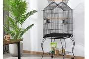 Classic Bird Cage with Outdoor Seat Large Side Door Bird Cage with Stand 145 cm High  for Turtle Pigeons, Cockatiels, Parrots, Parakeets.