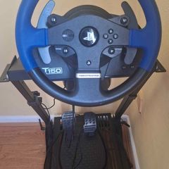 Gaming wheel, pedals, and stand