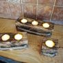 Tealight Holders Handmade From Reclaimed Wood, Shou Sugi Ban Set (+ 6 LED Lights)6 Image 2