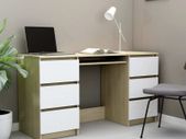 Writing Desk White and Sonoma Oak 140x50x77 cm Chipboard