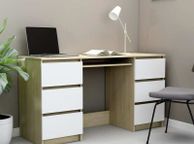 main image for ad Writing Desk White and Sonoma Oak 140x50x77 cm Chipboard