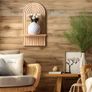 Floating Wooden Shelves for Wall Shelf, Bohemian Wooden Floating Shelves, Rainbow Arch Hanging Book Shelf Bookshelf for Bedroom Bathroom Living Room Wall Decoration Shelving 13.8x7x0.4 Image 2