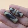 Lot of 2 Vintage Himalayan Tibetan Zigzag Pattern Agate Bead Amulets Image 7