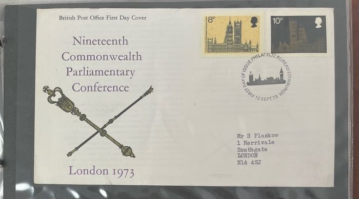 Collection of 38 Stamp First Day Covers, 1872-75 housed in Royal Mail small album with good range and including definitive values plus regionals. 38 images of contents
