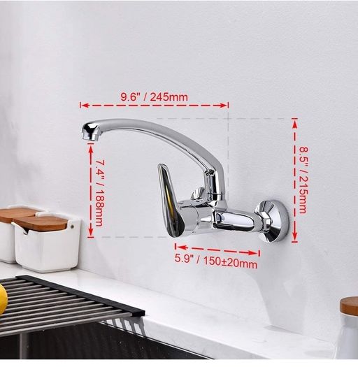 Ibergrif M16350 Wall Mounted Kitchen Mixer Tap Brass Chromed