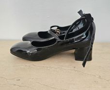 No-l-ita Italian designer Black Genuine Leather Mary Jane Pump Heels RRP 150E