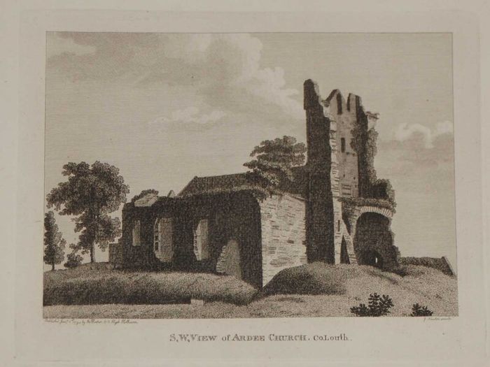 1797 Antique Print South West View Ardee Church