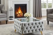 Velvet coffee table with glass