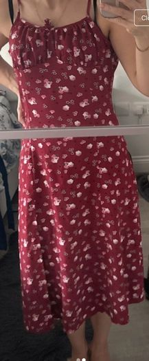 SHEIN Burgundy Floral Midi Dress