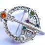Vintage Scottish Celtic Penannular Style Brooch With Rhinestone Detailing, 80s 90s Jewellery. Image 2