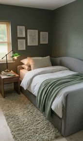 Light grey  upholstered daybed with under-bed storage drawer