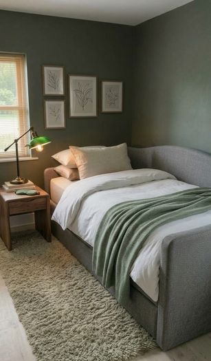 Light grey  upholstered daybed with under-bed storage drawer