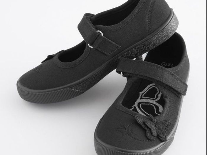 Next Butterfly Embroidered Black Plimsolls Shoes, Junior Size UK 13, EUR 32