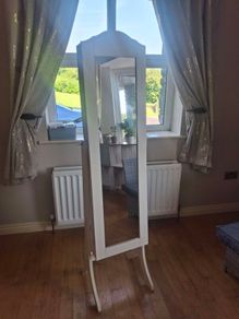 standing mirror with jewellery storage