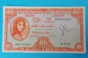 Irish 1968 Lavery ten shilling banknote in V.Fine  condition
