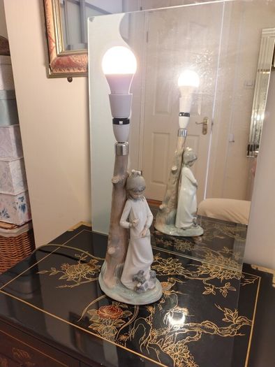 Vintage Nao by Lladro Lamp. Girl with Dog.