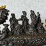 Antique Eight Immortals Dragon Boat - Patinated Bronze, Gold Accents, Signed Image 3
