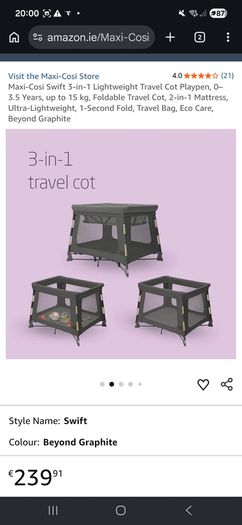 Maxi cosi swift 3 in 1 travel cot, play pen & bassinet