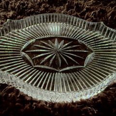 Waterford Crystal Seahorse Scalloped Oval Vanity Dresser Tray Relish Dish